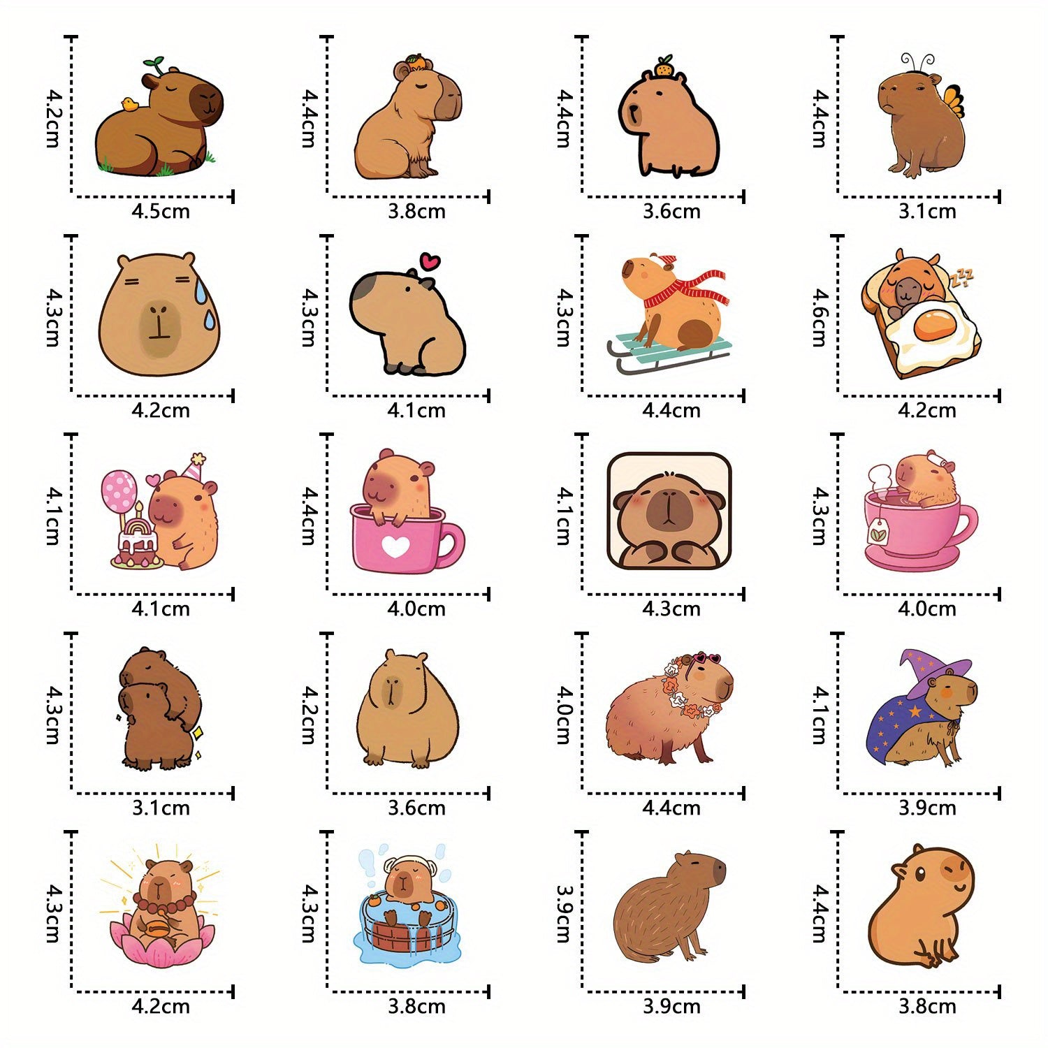 100pcs Capybara Stickers Waterproof Vinyl Decals for Laptops Phones Cars