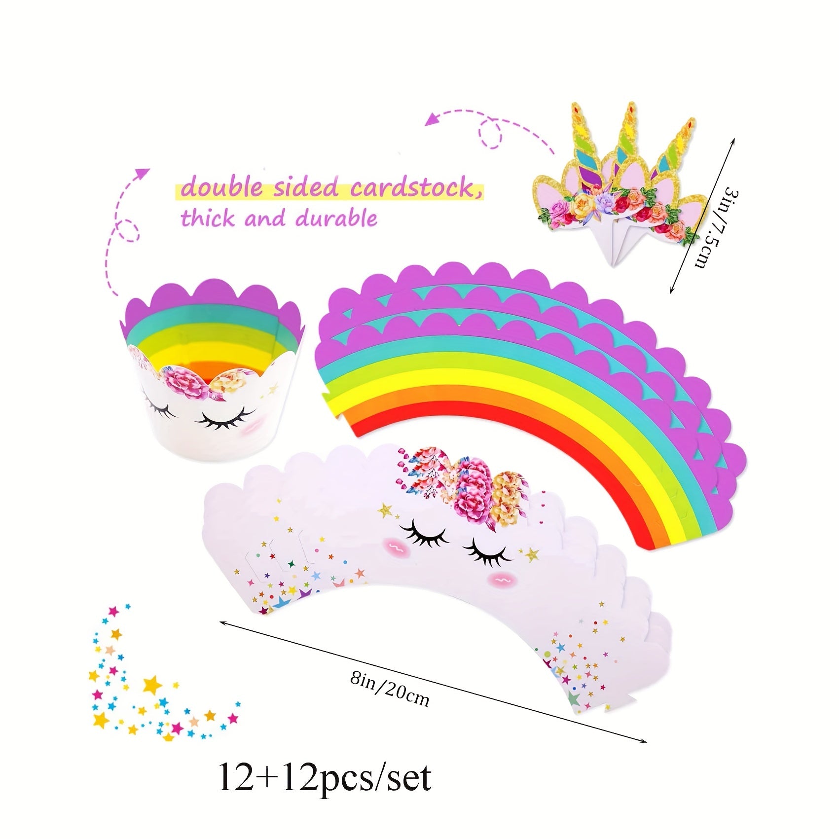 12pcs Unicorn Cake Toppers Cupcake Decorations Unicorn Themed Cake Decorations