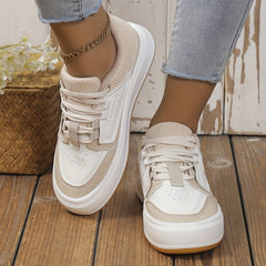 Women's Colorblock Casual Sneakers Low Round Toe Non slip Lightweight Shoes