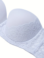 Contrast Lace Molded Cup Bralette With Removable Straps