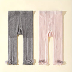 Baby Girls Bow Ruffled Pantyhose for Summer & Spring
