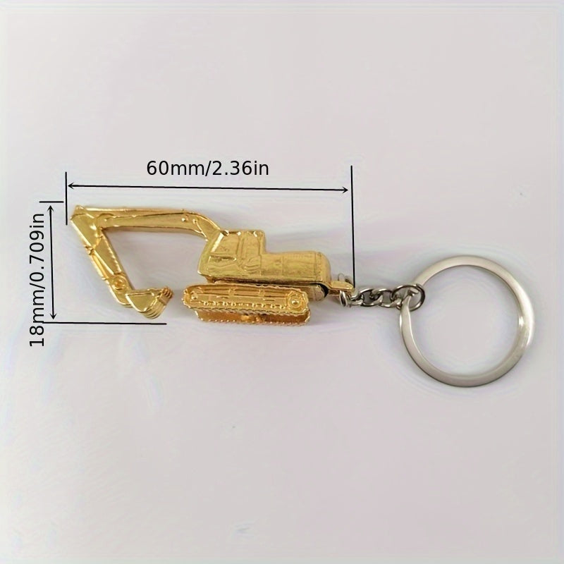 Alloy 3D Excavator Keychain Car Bag Decoration Ornament Gift