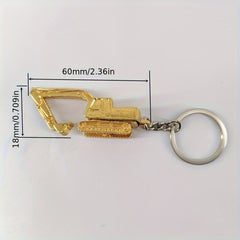 Alloy 3D Excavator Keychain Car Bag Decoration Ornament Gift