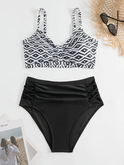 Vacay Bikini Set Argyle Print Padded Bra & Crisscross Panty 2 Piece