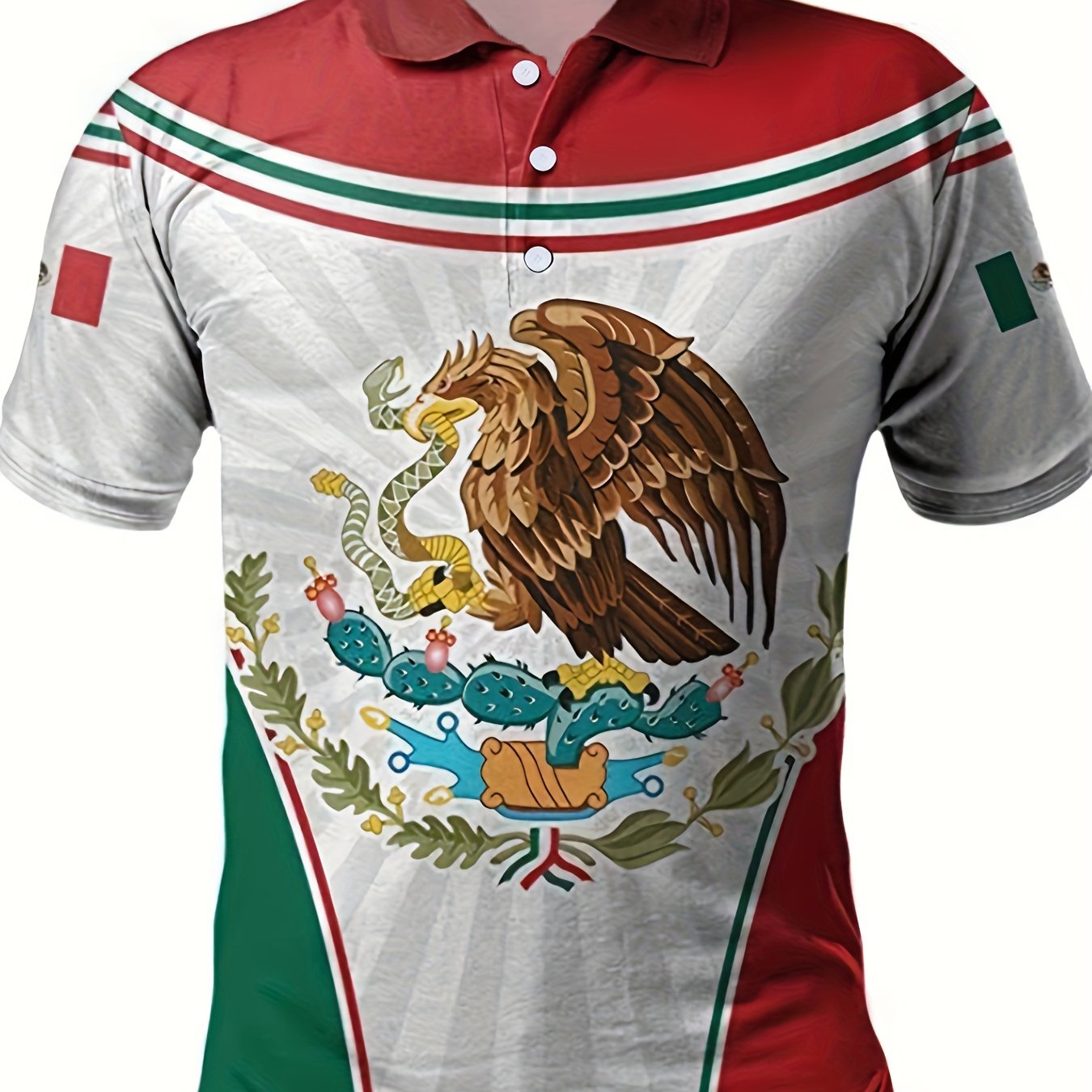 Eagle Holding Snake Block Pattern Men's Short Sleeve Shirt