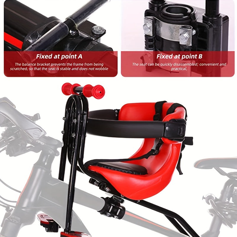Kids Bike Front Seat w/ Guardrail & Safety Belt