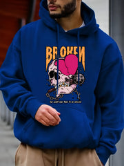 Anime Skull & Broken Heart Hoodie Men's Graphic Pullover