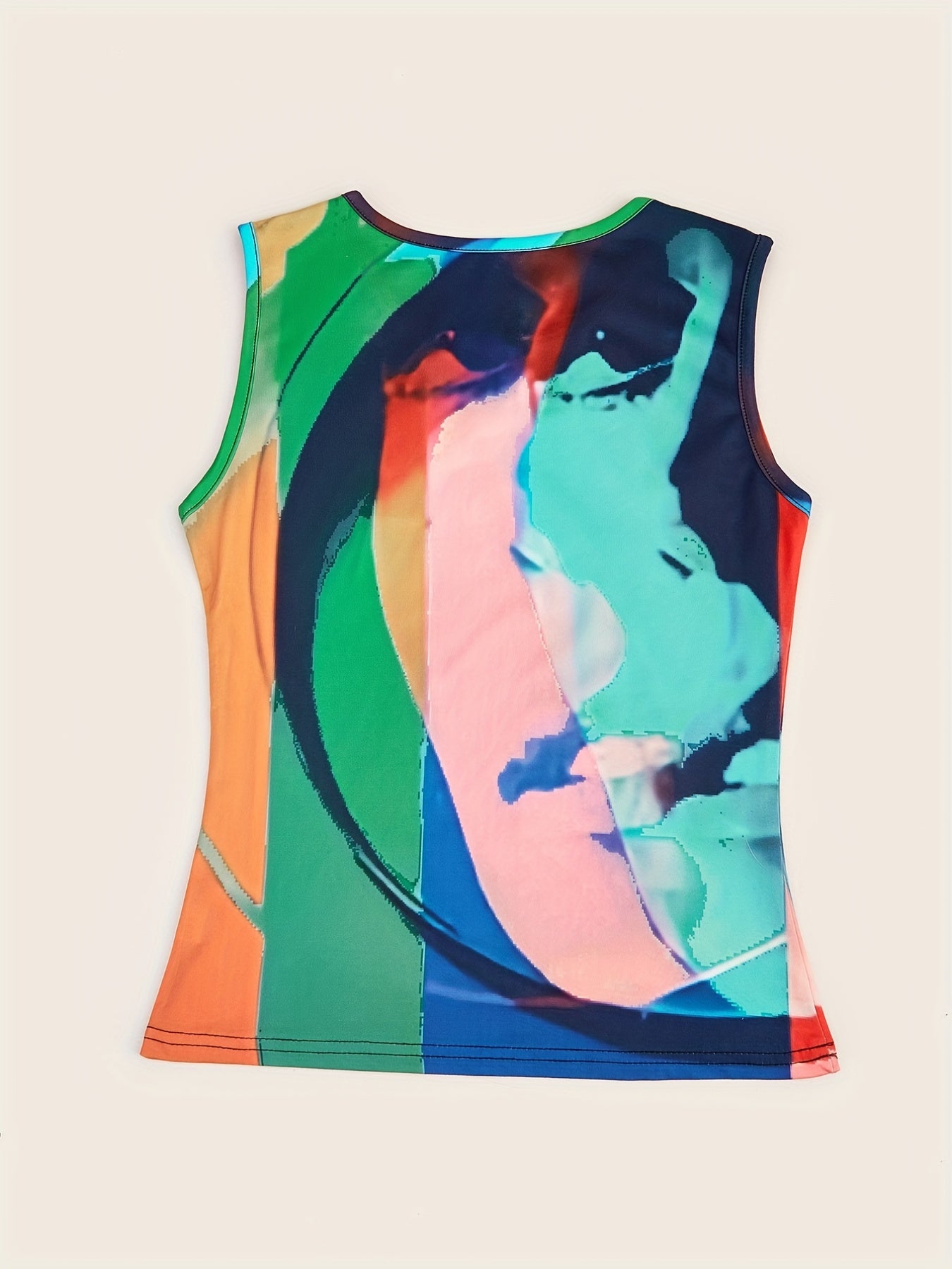 Watercolor Print Dopamine Tank Top for Summer