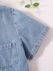 Boys Denim Top Casual Short Sleeve Shirt Summer Clothes