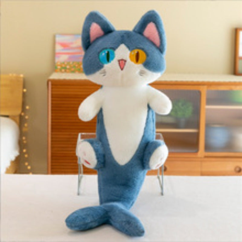 Shark Cat Plush Toy Soft Cartoon Stuffed Animal with Expressive Eyes