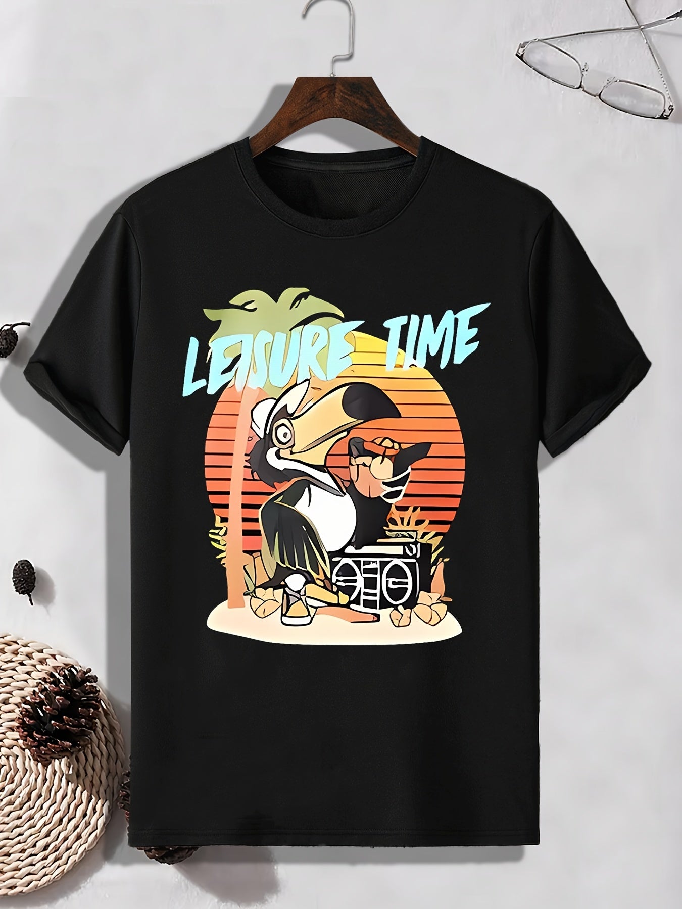 Men's Leisure Time Print T shirt Active Slightly Stretch Breathable Tee