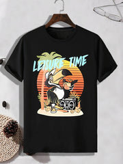 Men's Leisure Time Print T shirt Active Slightly Stretch Breathable Tee