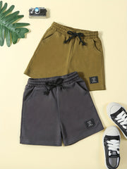 2pcs Boys Shorts Drawstring Waist Soft Comfortable Kids Clothes