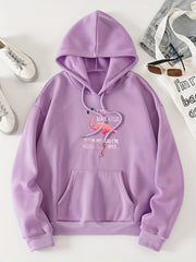 Flamingo Print Hoodie Long Sleeve Sweatshirt
