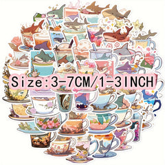 50pcs Cartoon Shark Cup Graffiti Stickers Waterproof