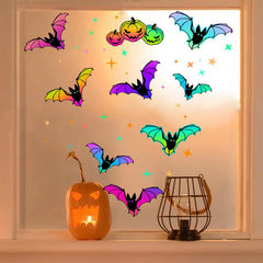 Colorful Luminous Bat Halloween Stickers Eight Bats Luminous Wall Stickers