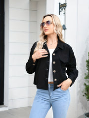 Casual Button Up Jacket with Pockets for Women