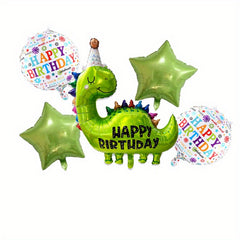 5pcs Pink Crown Dinosaur Balloon Set Birthday Party Decoration
