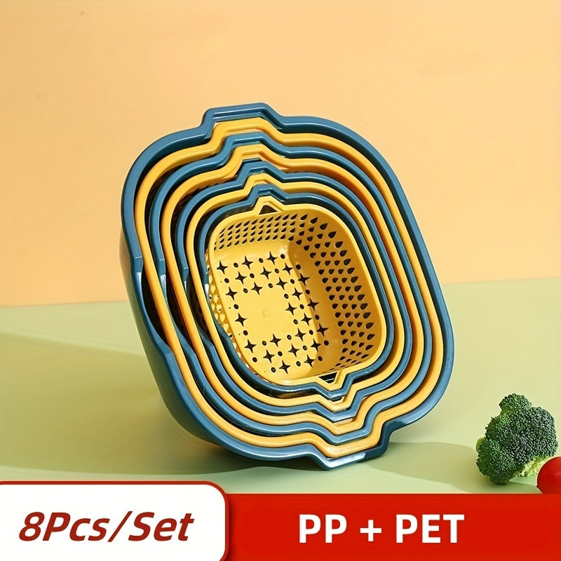 8pcs Set Multifunctional Plastic Kitchen Drain Basket Colander Strainers