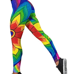 Floral Print Skinny Stretchy Leggings High Waist