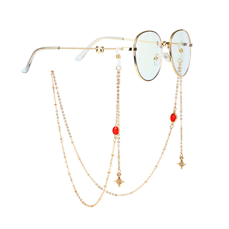 Colorful Rhinestone Glasses Chain with Pendant Mask Holder