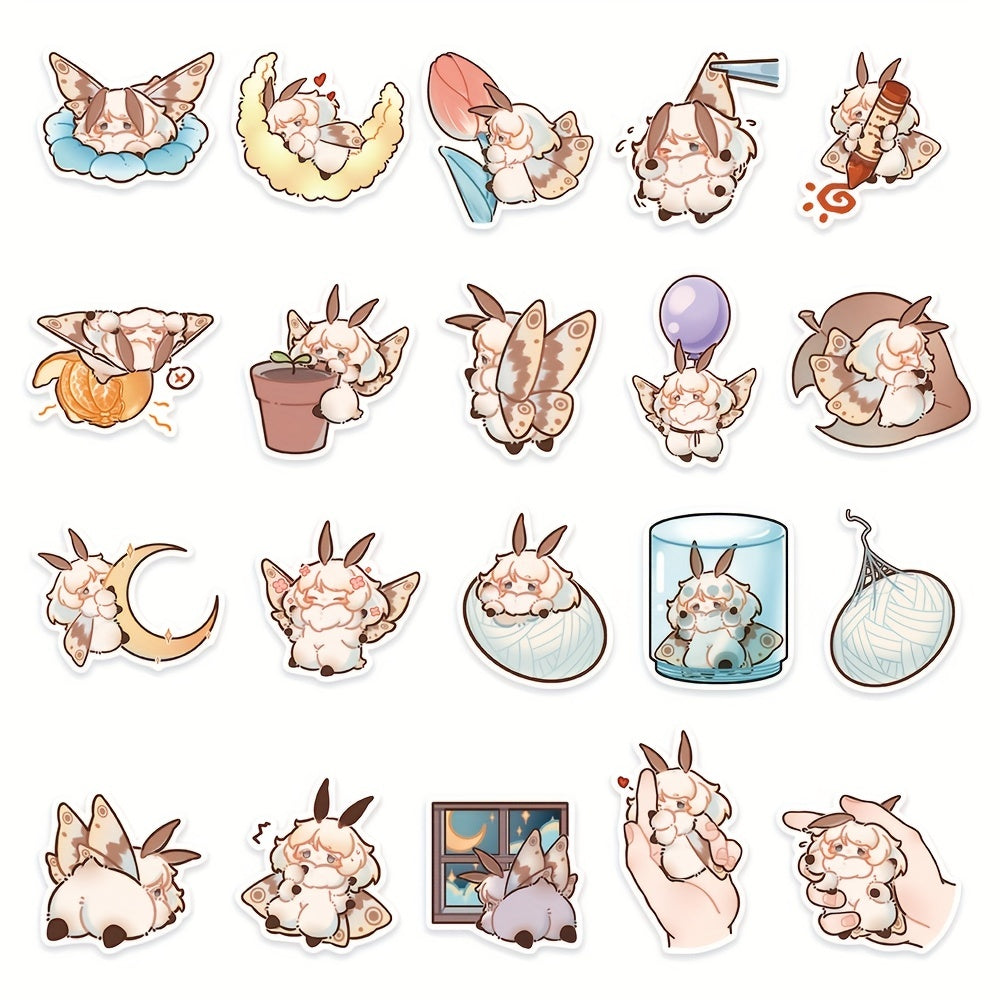 40pcs Cartoon Moth Stickers Laptop Phone Skateboard