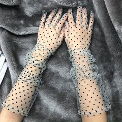 Polka Dot Loose Gloves Long Transparent Thin Breathable