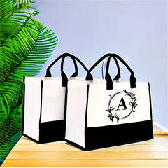 Canvas Tote Bag Letter Pattern Handbag Vintage Casual Shopping Bag