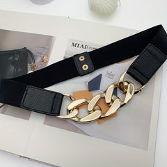 Geometric Metal Knotted Elastic Belt Waistband Women Casual Dress Girdle