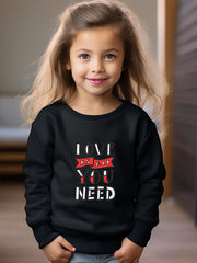 Girls Letters Pattern Crew Neck Sweatshirt For Spring Fall Christmas Gift