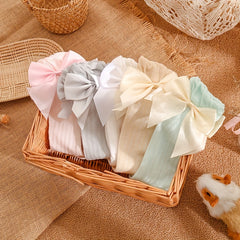 3 Pairs Baby Girls Knee High Socks Bow Cable Knit Over Calf Long Socks