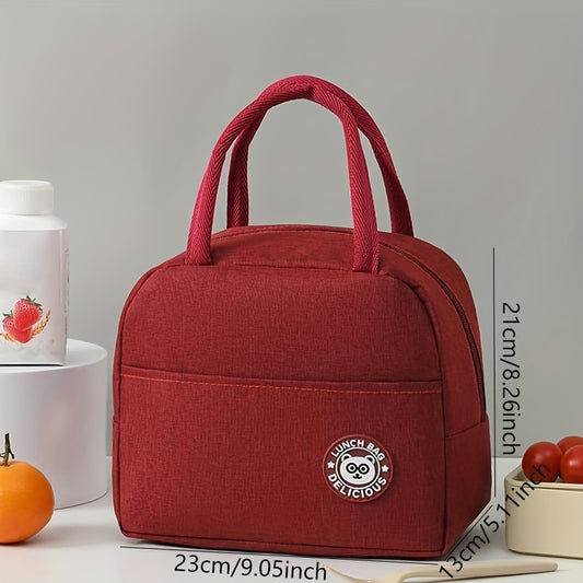 Cute Bear Lunch Bag Insulated Durable Zippered Cooler for School