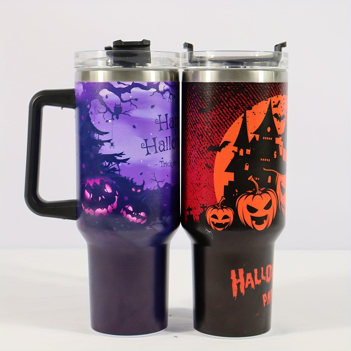40oz Stainless Steel Insulation Cup Halloween Straw Drinking Cup Double Layer
