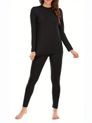 Women's Thermal Underwear Set Fleece Lined Base Layer Top & Leggings