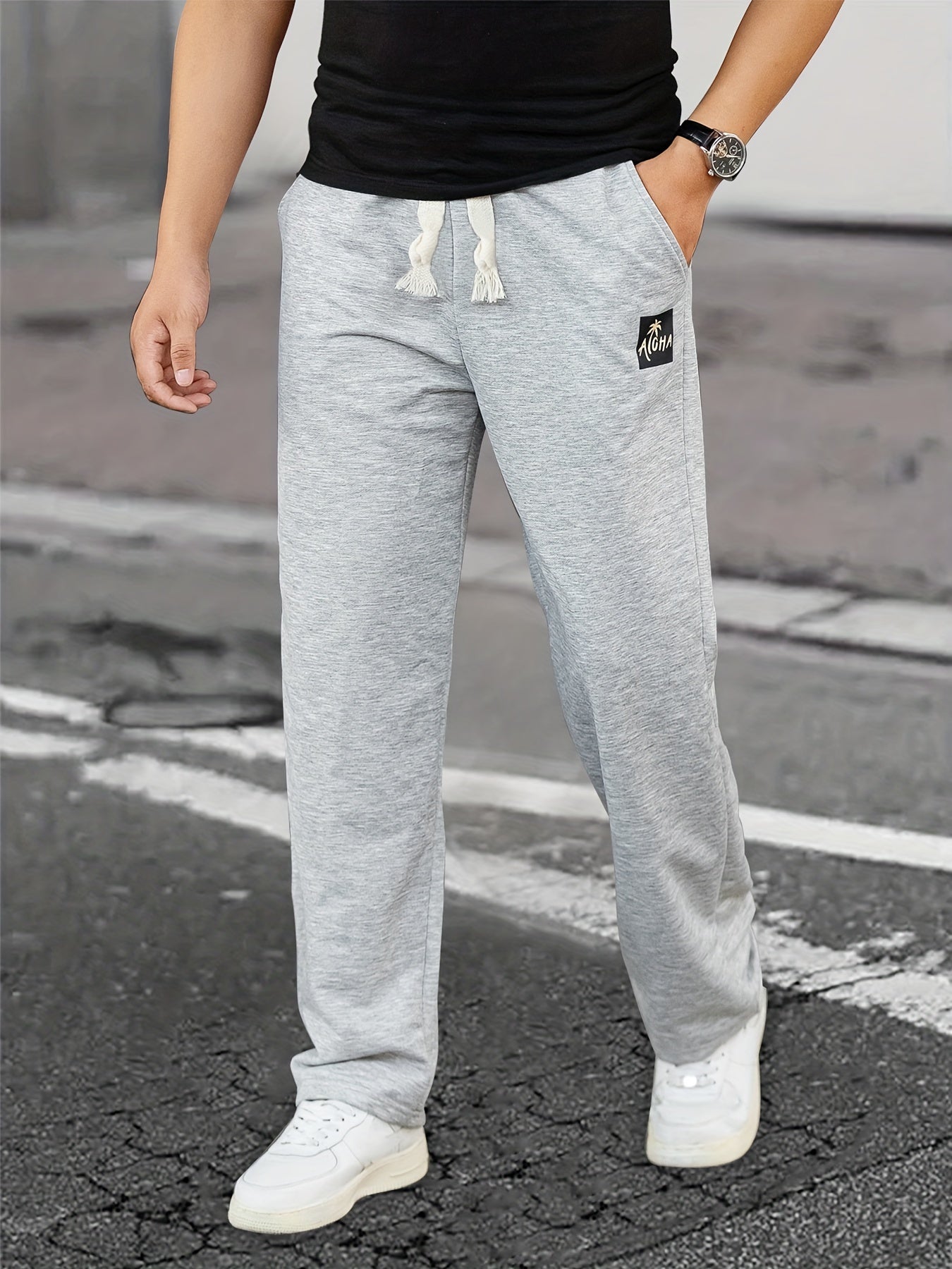 Coconut Tree Print Joggers Men s Casual Stretch Waist Drawstring Sweatpants