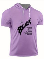 Men's Believe Print Hooded T shirt for Summer Outdoor