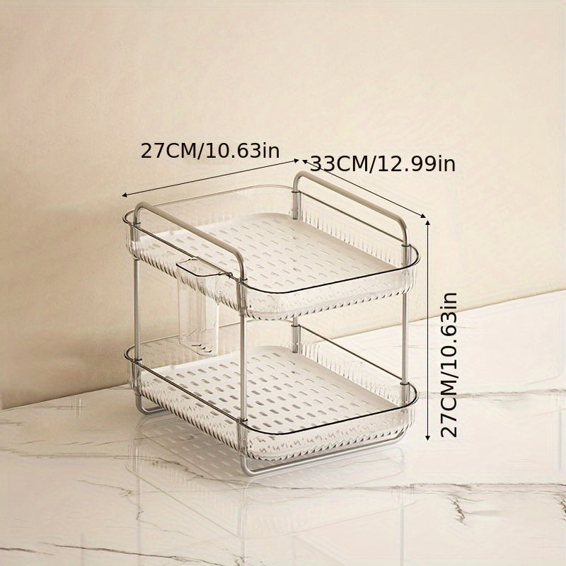 PET Plastic Transparent Two-layer Light Drain Office Storage Rack