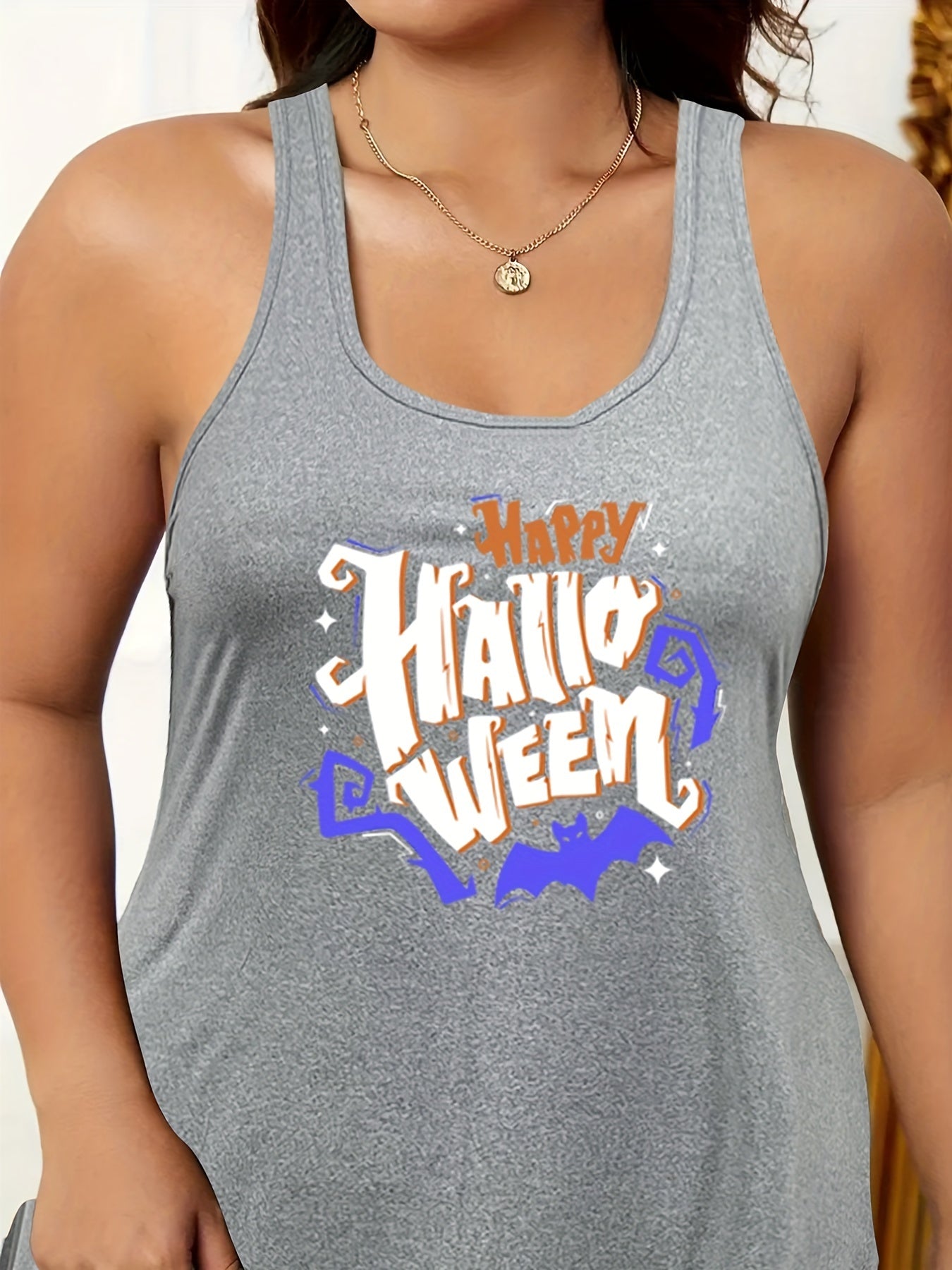 Halloween Nightdress Women's Bat & Letter Print Sleep Dress