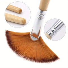 Wood Handle Art Painting Brush Dual Ended Flat & Angled Tips Watercolor Goua