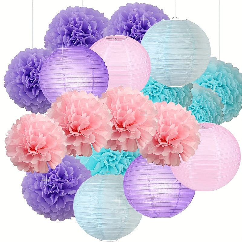 18pcs Party Decoration Paper Flower Balls and Lantern Set