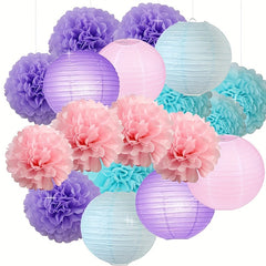 18pcs Party Decoration Paper Flower Balls and Lantern Set