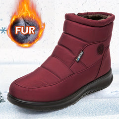 Faux Fur Snow Boots Waterproof Round Toe Women's Footwear