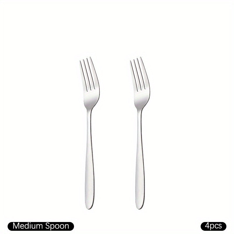 8pcs Dinner Forks Set Stainless Steel Mirror Polished Fruit Picks Steak Fork