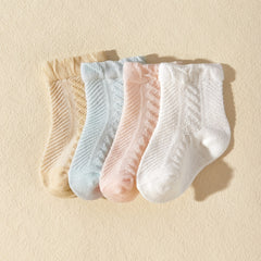 4 Pairs Casual Knit Socks for Baby Girls