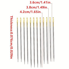 12pcs Side Hole Blind Needle With Needle Tube Hand Sewing Stainless Steel