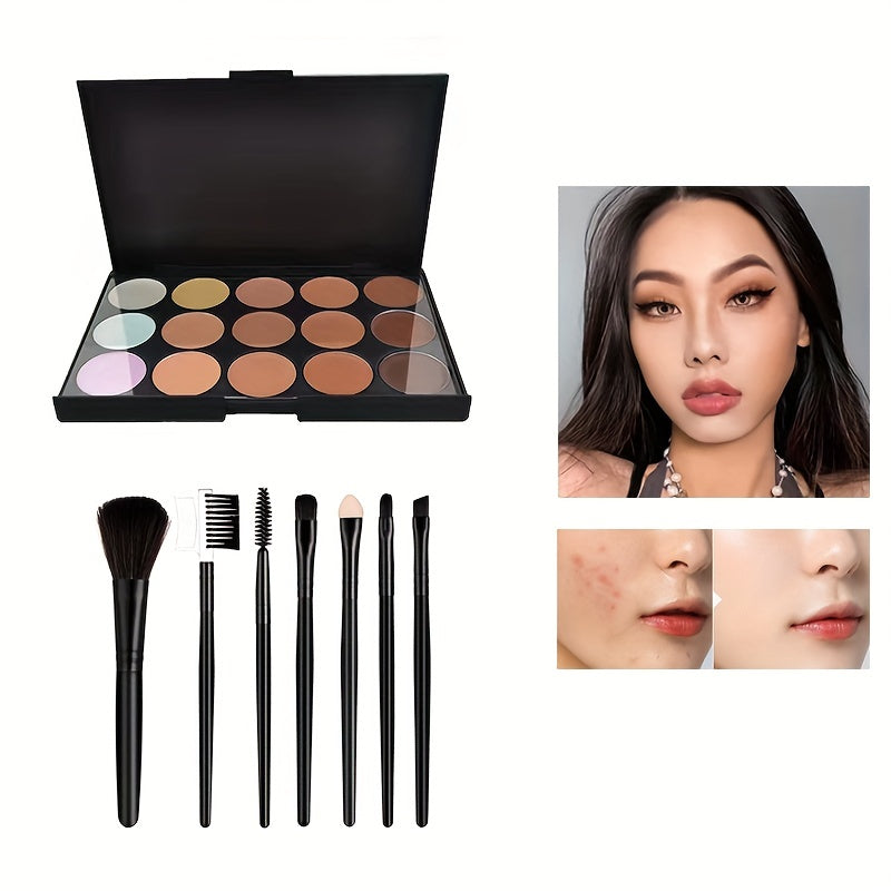 15 Colors Concealer & 7 Makeup Brushes Set