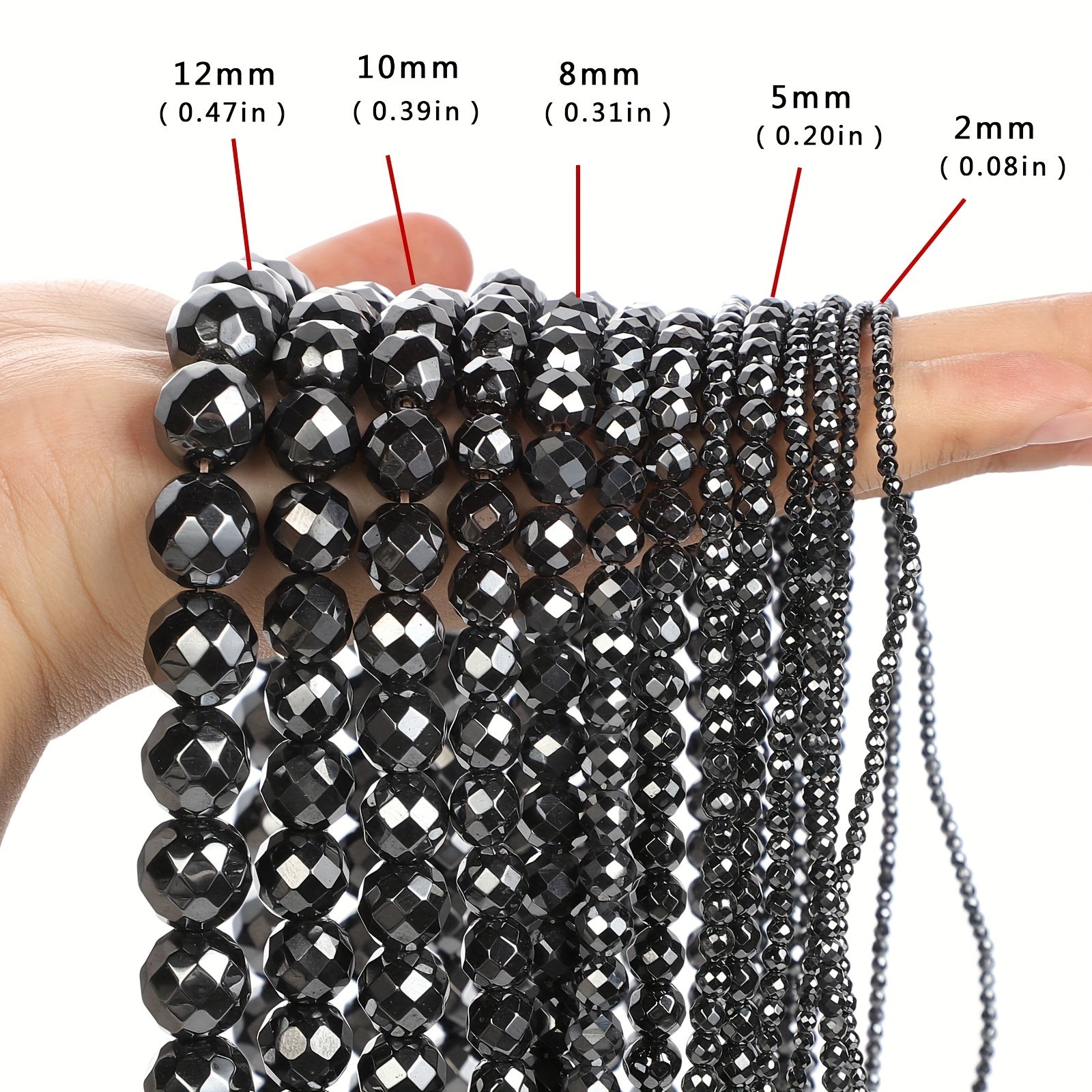 Faceted Hematite Beads Natural Stone Round Loose Beads 2-12mm