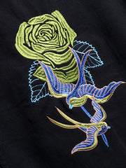 Men's Denim Jackets with Embroidered Roses