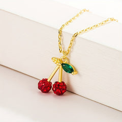 Sweet Cherry Fruit Pendant Necklace Clavicle Chain Jewelry Gift