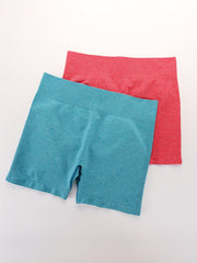 2 Pack Women's Plus Size High Waisted Sports Shorts Set